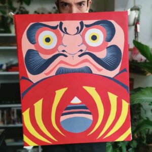 Angry Daruma Acrylic on canvas, Brussels, serigraphie, bruxelles, art, print